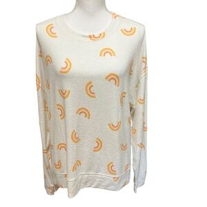 BP Women’s Long Sleeve Pastel Rainbow Pride Cozy Lounge Top Off White Size Large